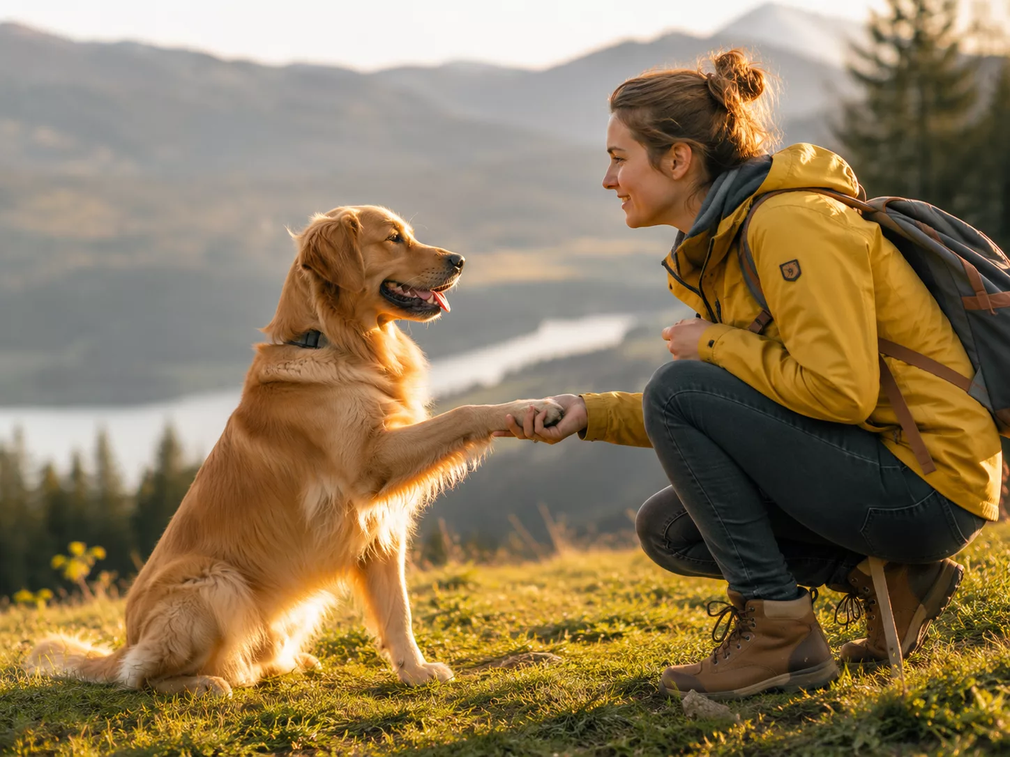 Teamwork im Hundetraining mit Pfote geben