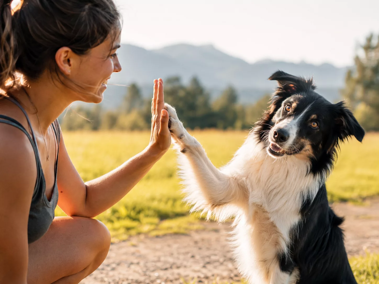 Hund im Training mit High-Five und Zusammenarbeit